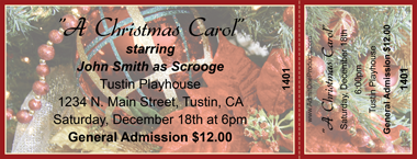 Christmas Decorations Full Color Ticket with Text