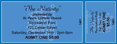 Christmas Dove Medium Full Color Ticket with Text