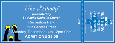 Christmas Jesus, Mary, &amp; Joseph Medium Full Color Ticket w/ Text