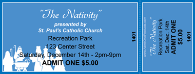 Christmas Nativity Scene Medium Full Color Ticket with Text