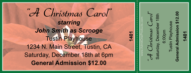 Christmas Poinsettia Full Color Ticket with Text