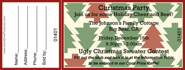 Christmas Tree Pattern Full Color Raffle Ticket