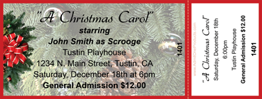 Christmas Wreath Medium Full Color Ticket with Text