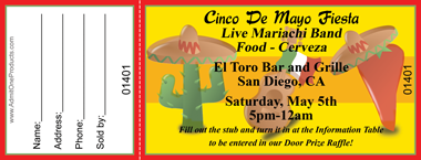 Cinco de Mayo Fiesta Full Color Raffle Ticket