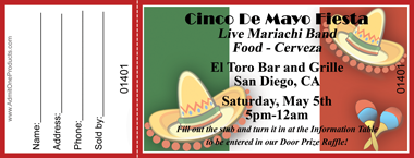 Cinco de Mayo Flag Full Color Raffle Ticket