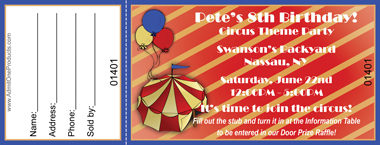 Circus Tent Full Color Raffle Ticket