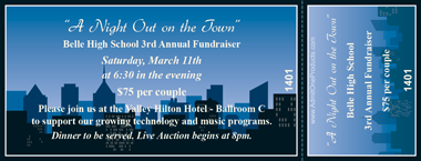 City at Night Full Color Ticket with Text