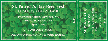 St. Patrick&#039;s Day Clover Patch Medium Full Color Ticket