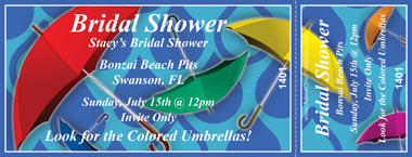 Colorful Umbrellas Full Color Ticket