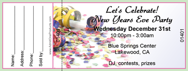 Confetti Full Color Raffle Ticket with Text