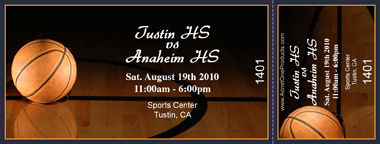 Basketball Courtside Themed Color Ticket Medium Size