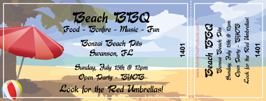 Day at the Beach Full Color Ticket