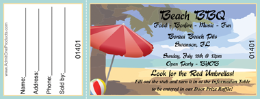 Day at the Beach Full Color Raffle Ticket
