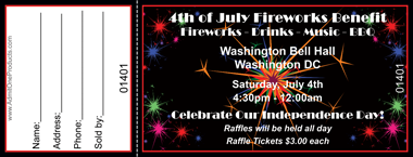 Dazzling Fireworks Full Color Raffle Ticket
