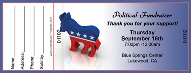 Democratic Party Full Color Raffle Ticket with Text