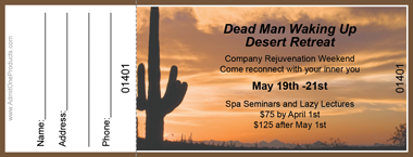Desert Sunset Full Color Raffle Ticket with Text