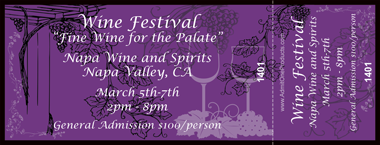 Detailed Wine Setting Full Color Ticket