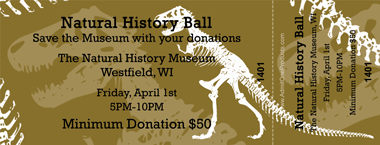 Dinosaur Bones Full Color Ticket
