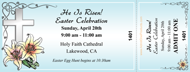 Easter Lilies and Cross Full Color Ticket