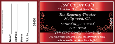 Elegant Red Full Color Raffle Ticket
