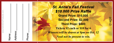 Fall Foliage Full Color Raffle Ticket with Text