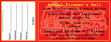 Fire Engine Full Color Raffle Ticket