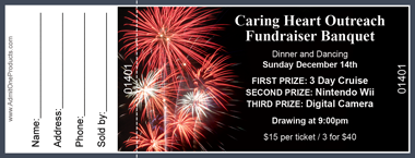 Fireworks Finale Full Color Raffle Ticket with Text