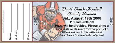 Football Player Full Color Raffle Ticket with Text