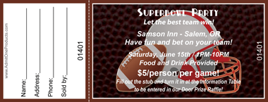 Football and Helmet Full Color Raffle Ticket