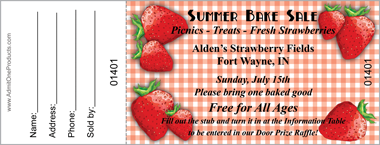 Fresh Strawberries Full Color Raffle Ticket