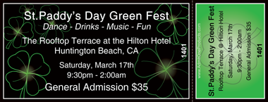 Glowing Green Shamrocks Full Color Ticket