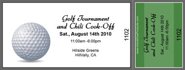 Golf Ball Full Color Ticket
