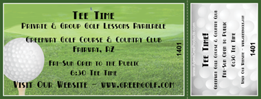 Golf Tee Full Color Ticket