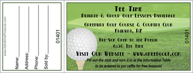 Golf Tee Full Color Raffle Ticket