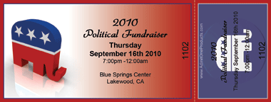 Republican Party Elephant Full Color Ticket with Text