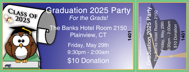 Graduation Owl Full Color Ticket