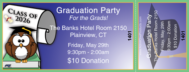 Graduation Owl Full Color Ticket