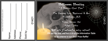 Halloween Skull Full Color Raffle Ticket
