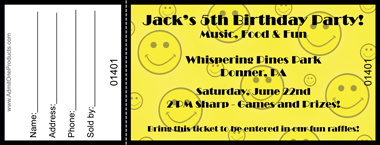 Happy Faces Full Color Raffle Ticket