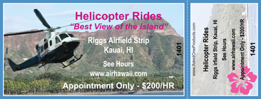 Helicopter Ride Full Color Ticket