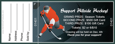 Hockey Player Full Color Raffle Ticket with Text