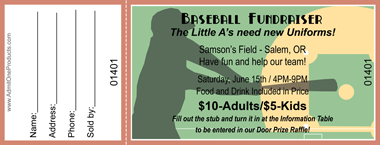 Home Run Full Color Raffle Ticket