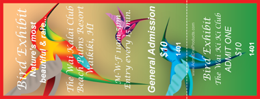 Hummingbirds Full Color Ticket