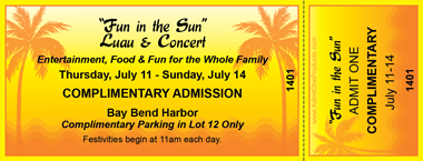 Island Bliss Full Color Ticket with Text