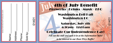 July 4th Calendar Full Color Raffle Ticket