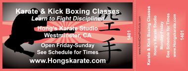 Karate Jump Kick Full Color Ticket
