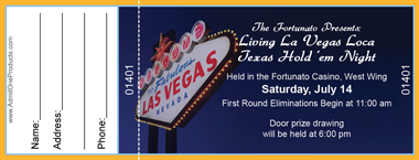 Las Vegas at Night Full Color Raffle Ticket with Text