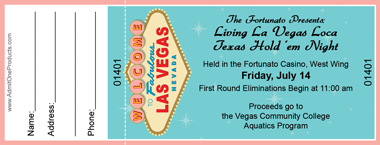 Las Vegas Full Color Raffle Ticket with Text