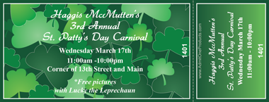 St. Patrick&#039;s Day Layered Shamrocks Full Color Ticket
