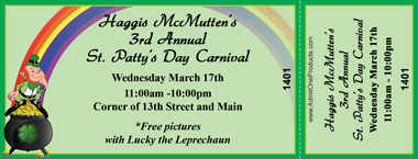 St. Patrick&#039;s Day Leprechaun Medium Full Color Ticket